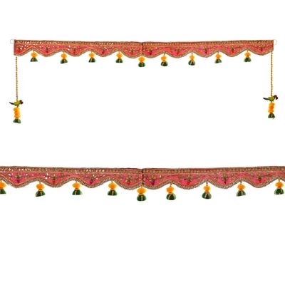 Toran Bandanwaar Hanging for Home Wall Door Temple Festival Wedding Function Party Decoration Dcor and Gifting (Red and Green)