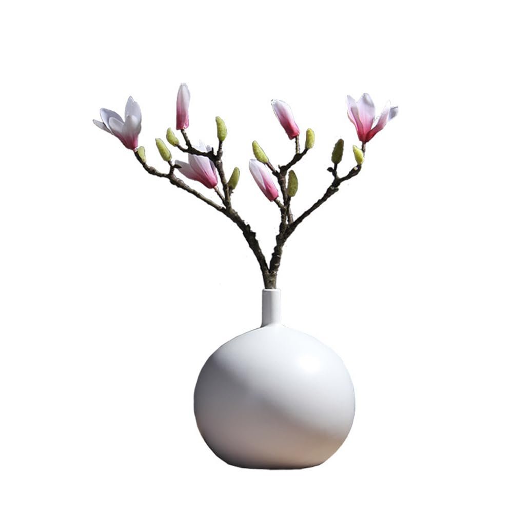 AISEER Simple Style Black and White Matte Vase Large Ceramic Bud Vase, TV Cabinet Entryway Ornament Decoration Housewarming New Home Decoration Narrow Mouth Round Flower Vase(Flowers Not Included)