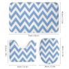 4pcs Shower Curtain Sets, Blue Chevron Zigzag Pattern Bathroom Sets with Shower Curtain, Bath Rug, U Shaped Contour Mat & Toilet Lid Cover view 3