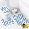 4pcs Shower Curtain Sets, Blue Chevron Zigzag Pattern Bathroom Sets with Shower Curtain, Bath Rug, U Shaped Contour Mat & Toilet Lid Cover view 4