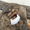 Damascus steel Ulu Knife Pizza Cutter Rocker Knife Mezzaluna Knife with Base, Classic Walnutwood and Sharp Stainless Steel Blades, Ideal for Chopping Herbs or Salads- Essential Kitchen Knives (steel) view 3