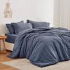 Love's cabin Seersucker Navy Blue Queen Comforter Set, 7-Piece All Season Lightweight Bed in a Bag Bedding Set with Comforter, Flat Sheet, Fitted Sheet, Pillowcases and Shams view 1