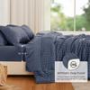 Love's cabin Seersucker Navy Blue Queen Comforter Set, 7-Piece All Season Lightweight Bed in a Bag Bedding Set with Comforter, Flat Sheet, Fitted Sheet, Pillowcases and Shams view 3