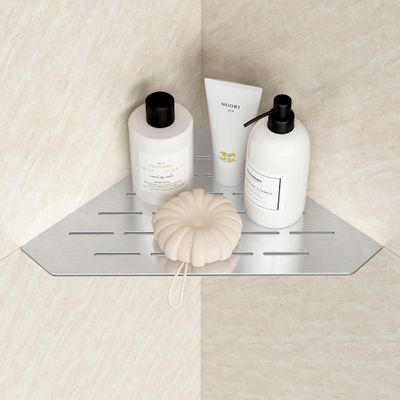 Neohomee Brushed Corner Shower Shelf, Floating Corner Shelves for Tile Wall, Tile Shower Shelf, 304 Stainless Steel Wall Storage Shelves for Bathroom, No Drilling, 10 Inch, 1 Pack