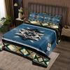 Manfei Aztec Bedspread King Size, Native American Coverlet Set 3pcs for Kids Boys Girls Room Decor, Retro Tribal Geometric Boho Quilted Coverlet with 2 Pillowcases, Soft Polyester Bedding Quilt view 1