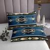Manfei Aztec Bedspread King Size, Native American Coverlet Set 3pcs for Kids Boys Girls Room Decor, Retro Tribal Geometric Boho Quilted Coverlet with 2 Pillowcases, Soft Polyester Bedding Quilt view 4