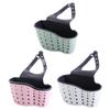 3 Pcs Kitchen Sink Hanging Basket with Adjustable Strap and Drain Holes, Space Saving Plastic Kitchen Sink Storage Basket Drain Shelf Sponge Holder view 1