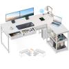 AODK 61 Inch L Shaped Computer Desk with Drawers, Corner Desk with Power Outlets & Reversible Storage Shelves, for Home Office Gaming, White view 1