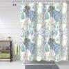 Blue and White Porcelain Waterproof Shower Curtains Set - Extra Long 72 x 84 Inch, Watercolor Geometric Abstract Art Polyester Fabric Bathroom Curtain with 12 Hooks, Bathroom Accessories, 1 Panel view 1
