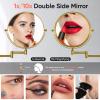 GURUN 8" Wall Mounted Makeup Mirror with 10X Magnification,Two-Sided Swivel Bathroom Mirror,Brushed Gold Finish M1306GJ(8",10X) view 2