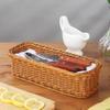 ABOOFAN Wicker Woven Cutlery Storage Organizer Utensil Holder Silverware Tote Bin Basket Rattan Bread Tray Rectangular Serving Tray for Kitchen Fruit Storage Basket view 3