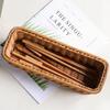 ABOOFAN Wicker Woven Cutlery Storage Organizer Utensil Holder Silverware Tote Bin Basket Rattan Bread Tray Rectangular Serving Tray for Kitchen Fruit Storage Basket view 4