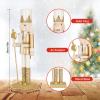 SUNSHINE DECOR Nutcracker Christmas Decor Set of 2 15-Inch Wooden King and Soldier Light Gold Nutcracker Figure Ornaments for Table Mantel Chrismtas Tree Decorations view 2