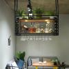 Ceiling Wine Glass Rack, Wine Glass Holder, Hanging Wine Rack with Glass Holder and Shelf, Metal Ceiling Shelf with Guardrails, Goblet Stemware Racks, Black Metal Ceiling Shelf for Bar Cafe Kitchen ( view 3