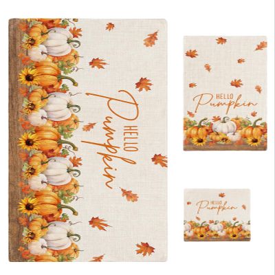 3 Piece Bath Towel Set, Hello Pumpkin Luxury Towels Set for Bathroom Soft Bath Shower Towels Absorbent Bathroom Towels Set ( 1 Bath Towel, 1 Hand Towel, 1 Washcloth ) Fall Sunflower Autumn Maple Leaf