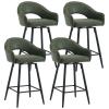 DUOMAY Swivel Bar Stools Set of 4, Modern 27" Counter Height Stools, PU Upholstered Kitchen Island Chair with Black Metal Legs for Home Kitchen Bistro Coffee Shop Restaurants, Green view 1