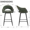 DUOMAY Swivel Bar Stools Set of 4, Modern 27" Counter Height Stools, PU Upholstered Kitchen Island Chair with Black Metal Legs for Home Kitchen Bistro Coffee Shop Restaurants, Green view 3