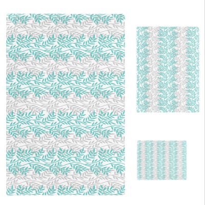 3 Piece Bath Towel Set, Teal Grey Leaves Luxury Towels Set for Bathroom Soft Bath Shower Towels Absorbent Bathroom Towels Set ( 1 Bath Towel, 1 Hand Towel, 1 Washcloth ) Botanical Print Art Aesthetics
