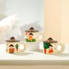 300ml/10oz Creative retro girl ceramic mug microwave available cartoon water cup with lid coffee cup for office home-Bread cactus girl with lid-301-400ml view 4