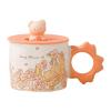 300ml/10oz Lovely Cherry Blossom Bear Ceramic Mug with Lid Couple Home Office Coffee Cup for office home restaurant-B-style Moon with Cover-301-400ml view 1
