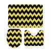 3 Pieces Bath Rug Sets, Gold Yellow Black Chevron Stripes Bathroom Rug Set Non Slip & Soft Absorbent Bath Carpet, U Shaped Contour Rug & Toilet Lid Cover view 1