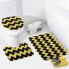 3 Pieces Bath Rug Sets, Gold Yellow Black Chevron Stripes Bathroom Rug Set Non Slip & Soft Absorbent Bath Carpet, U Shaped Contour Rug & Toilet Lid Cover view 2
