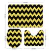 3 Pieces Bath Rug Sets, Gold Yellow Black Chevron Stripes Bathroom Rug Set Non Slip & Soft Absorbent Bath Carpet, U Shaped Contour Rug & Toilet Lid Cover view 3