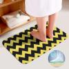 3 Pieces Bath Rug Sets, Gold Yellow Black Chevron Stripes Bathroom Rug Set Non Slip & Soft Absorbent Bath Carpet, U Shaped Contour Rug & Toilet Lid Cover view 4