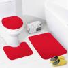 3 Pieces Bath Rug Sets, Red Chic Square Bathroom Rug Set Non Slip & Soft Absorbent Bath Carpet, U Shaped Contour Rug & Toilet Lid Cover view 2