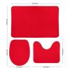 3 Pieces Bath Rug Sets, Red Chic Square Bathroom Rug Set Non Slip & Soft Absorbent Bath Carpet, U Shaped Contour Rug & Toilet Lid Cover view 3