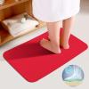 3 Pieces Bath Rug Sets, Red Chic Square Bathroom Rug Set Non Slip & Soft Absorbent Bath Carpet, U Shaped Contour Rug & Toilet Lid Cover view 4
