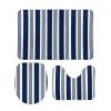 3 Pieces Bath Rug Sets, Navy Blue and White Striped Bathroom Rug Set Non Slip & Soft Absorbent Bath Carpet, U Shaped Contour Rug & Toilet Lid Cover view 1
