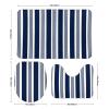 3 Pieces Bath Rug Sets, Navy Blue and White Striped Bathroom Rug Set Non Slip & Soft Absorbent Bath Carpet, U Shaped Contour Rug & Toilet Lid Cover view 3