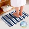 3 Pieces Bath Rug Sets, Navy Blue and White Striped Bathroom Rug Set Non Slip & Soft Absorbent Bath Carpet, U Shaped Contour Rug & Toilet Lid Cover view 4
