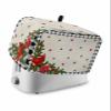 Christmas Bird Toaster Cover 2 Slice, Small Kitchen Appliance Covers, White Plaid Poinsettia Pine Cones Toaster Oven Cover with Loop, Bread Machine Cover Polyester Dust Cover Protection view 1