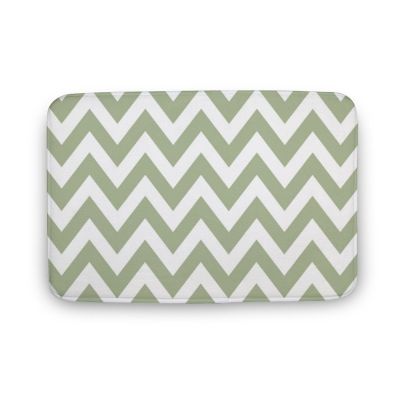Luxury Elegant Bathroom Rugs, Sage Green Chevron Zigzag Pattern Bath Mat Non Slip & Absorbent Bath Carpet for Bathroom (16 x 24inch)
