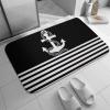 Luxury Elegant Bathroom Rugs, Nautical Black White Stripes and White Anchor Bath Mat Non Slip & Absorbent Bath Carpet for Bathroom (20 x 32inch) view 2