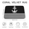 Luxury Elegant Bathroom Rugs, Nautical Black White Stripes and White Anchor Bath Mat Non Slip & Absorbent Bath Carpet for Bathroom (20 x 32inch) view 3