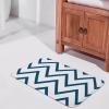 Luxury Elegant Bathroom Rugs, Zigzag Chevron Pattern Blue White Bath Mat Non Slip & Absorbent Bath Carpet for Bathroom (16 x 24inch) view 4