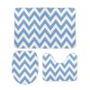 3 Pieces Bath Rug Sets, Blue Chevron Zigzag Pattern Bathroom Rug Set Non Slip & Soft Absorbent Bath Carpet, U Shaped Contour Rug & Toilet Lid Cover view 1
