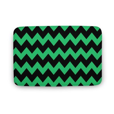 Luxury Elegant Bathroom Rugs, Chic Modern Emerald Green Black Chevron Pattern Bath Mat Non Slip & Absorbent Bath Carpet for Bathroom (16 x 24inch)