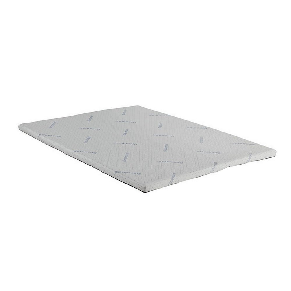 Benjara Neko 2 Inch Plush King Size Mattress Topper, Soft NU TEX Polyurethane Foam, White