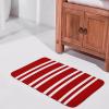 Luxury Elegant Bathroom Rugs, Nautical White Red Striped Bath Mat Non Slip & Absorbent Bath Carpet for Bathroom (16 x 24inch) view 4