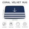 Luxury Elegant Bathroom Rugs, Blue and White Striped Anchor Bath Mat Non Slip & Absorbent Bath Carpet for Bathroom (16 x 24inch) view 2