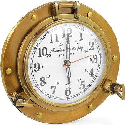 Brass Porthole Face Wall Clock Analog Maritime Classical Wall Decor Gift