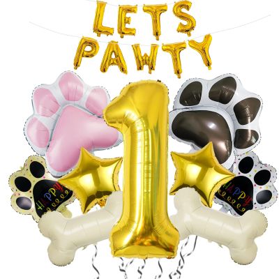 1st Dog Balloons 18pcs Lets Pawty Balloons Dog Paw Birthday Decor Baby Shower 40 inch Gold Number Balloons Mylar Foil Balloon for Lets Pawty Birthday Decorations 1st Birthday Party Supplies
