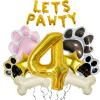 4th Dog Balloons 18pcs Lets Pawty Balloons Paw Birthday Decor Baby Shower 40 inch Gold Number Balloons 4 Mylar Foil Balloon for Lets Pawty Birthday Decorations 4th Birthday Decor Supplies view 1