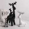 Modern Ceramic Decor Statue Deer Home Decorations for Living Room, Shelf Modern Bookshelf Decor Figurines Desk Sculpture Table Decor 3 Pieces (Black,White and Silver) view 2