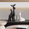 Modern Ceramic Decor Statue Deer Home Decorations for Living Room, Shelf Modern Bookshelf Decor Figurines Desk Sculpture Table Decor 3 Pieces (Black,White and Silver) view 4
