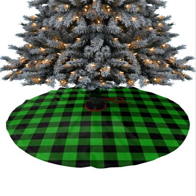Christmas Tree Skirt,Christmas Green and Black Buffalo Plaid Lattice Xmas Tree Skirts Ornaments for New Year Holiday Party Decor,Calssic Grid Christmas Tree Mat